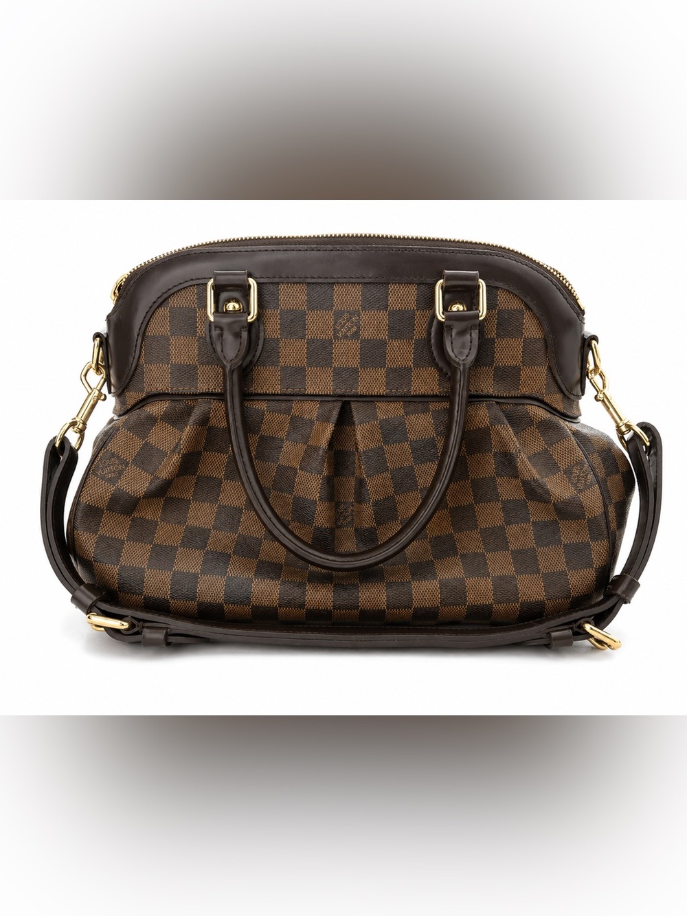 Designer Brown Check Satchel Handbag - Brown